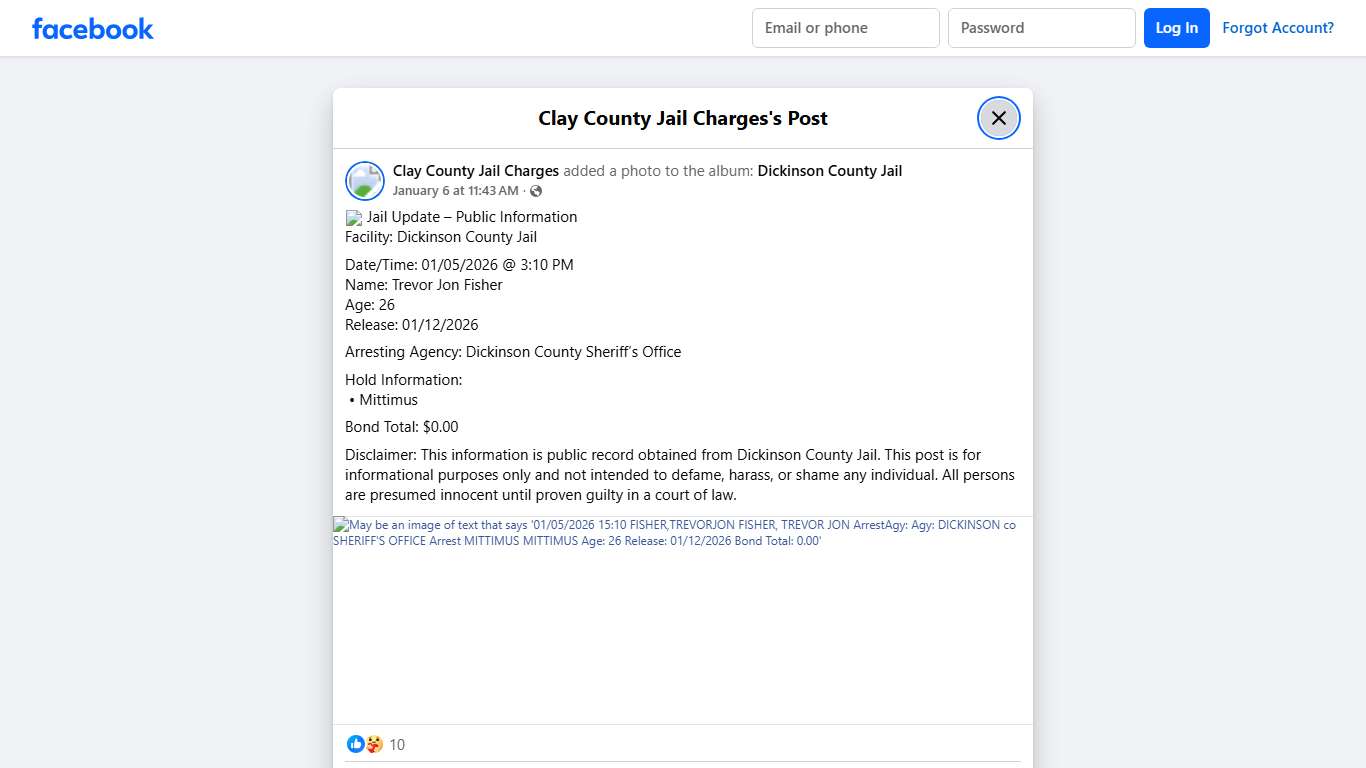 📢 Jail Update – Public... - Clay County Jail Charges Facebook
